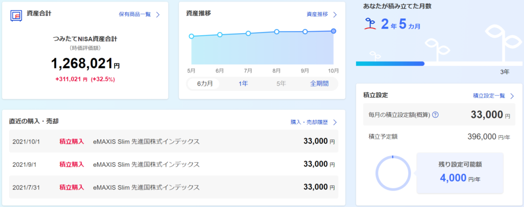 つみたてNISA　実績